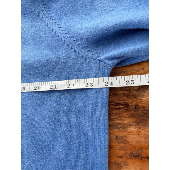 LLBean Quarter Zip Sweater Men's L Light Blue‎ Cotton Cashmere Blend - Picture 3 of 5